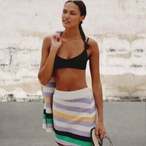 Daily Practice from Anthropology NWT Cozy Stripe Sweater Skirt Size Large